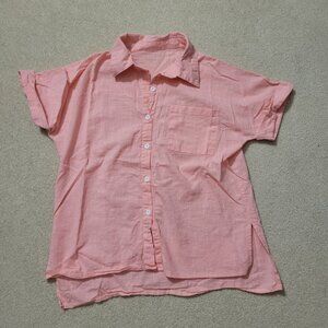 Women's Vintage Bright Pink Button Up Shirt, Size Medium